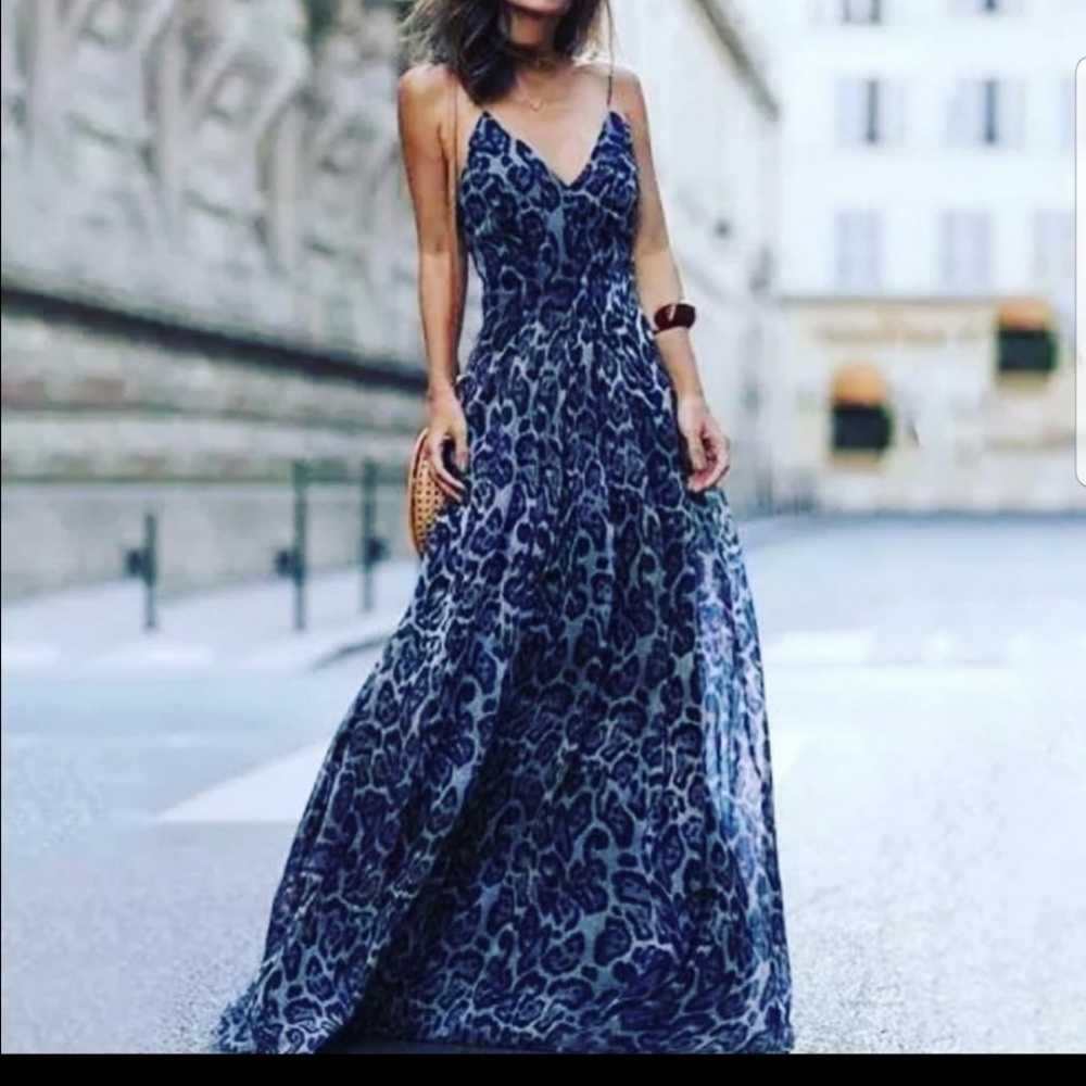 Blue leopard Maxi Dress